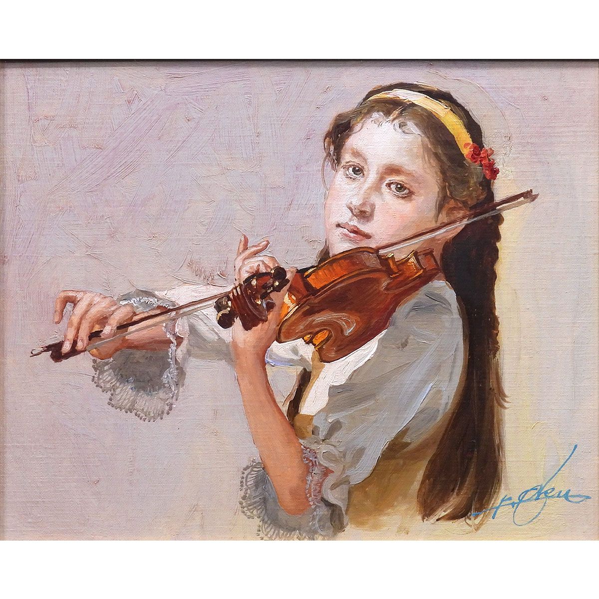 奥龍之介 メロディー 油彩3号 人物画 共シール 女性像 少女像 美人画