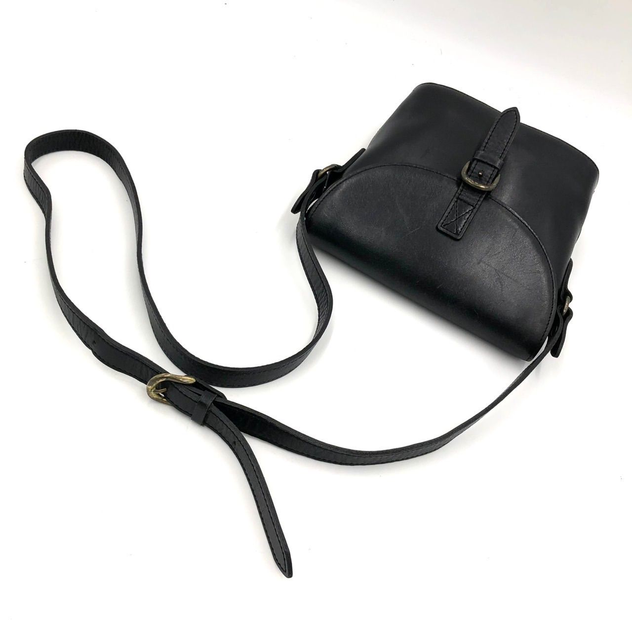 マーガレットハウエル レザー ショルダーバッグ 黒 ブラック