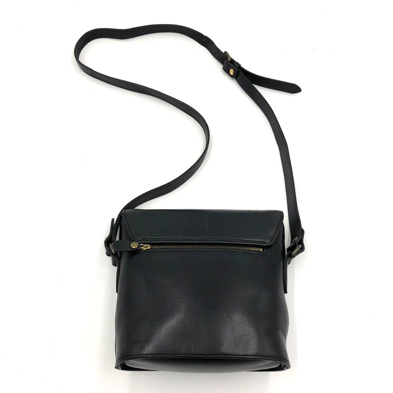 マーガレットハウエル レザー ショルダーバッグ 黒 ブラック