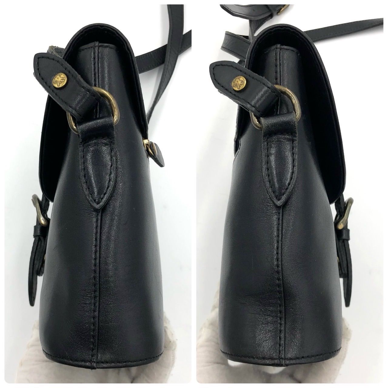 マーガレットハウエル レザー ショルダーバッグ 黒 ブラック