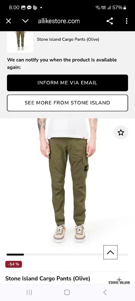 ストーンアイランド カーゴ ジョガーパンツ オリーブ w28 ウエストゴム