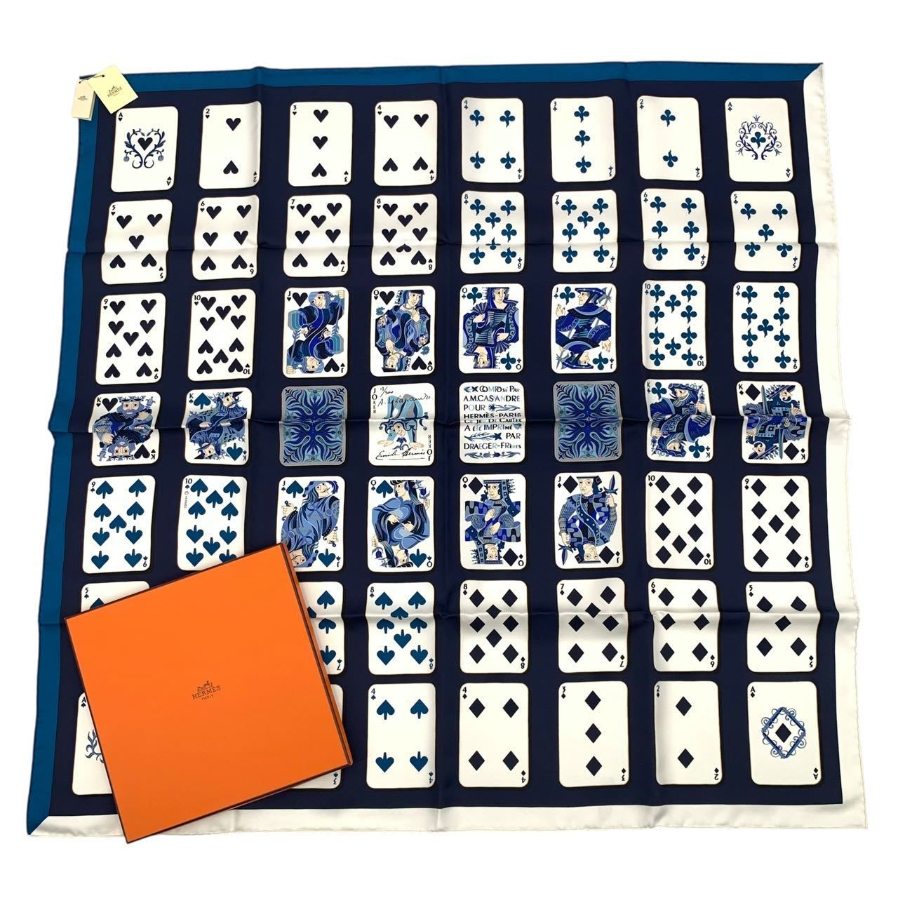 未使用品 HERMES エルメス シルク スカーフ カレ90 Jeu De Cartes