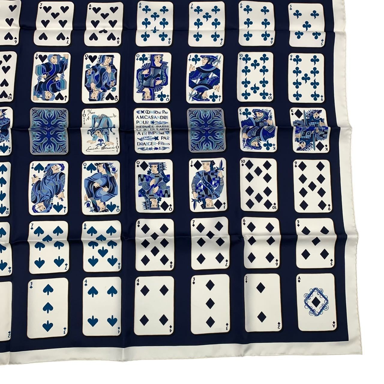 未使用品 HERMES エルメス シルク スカーフ カレ90 Jeu De Cartes