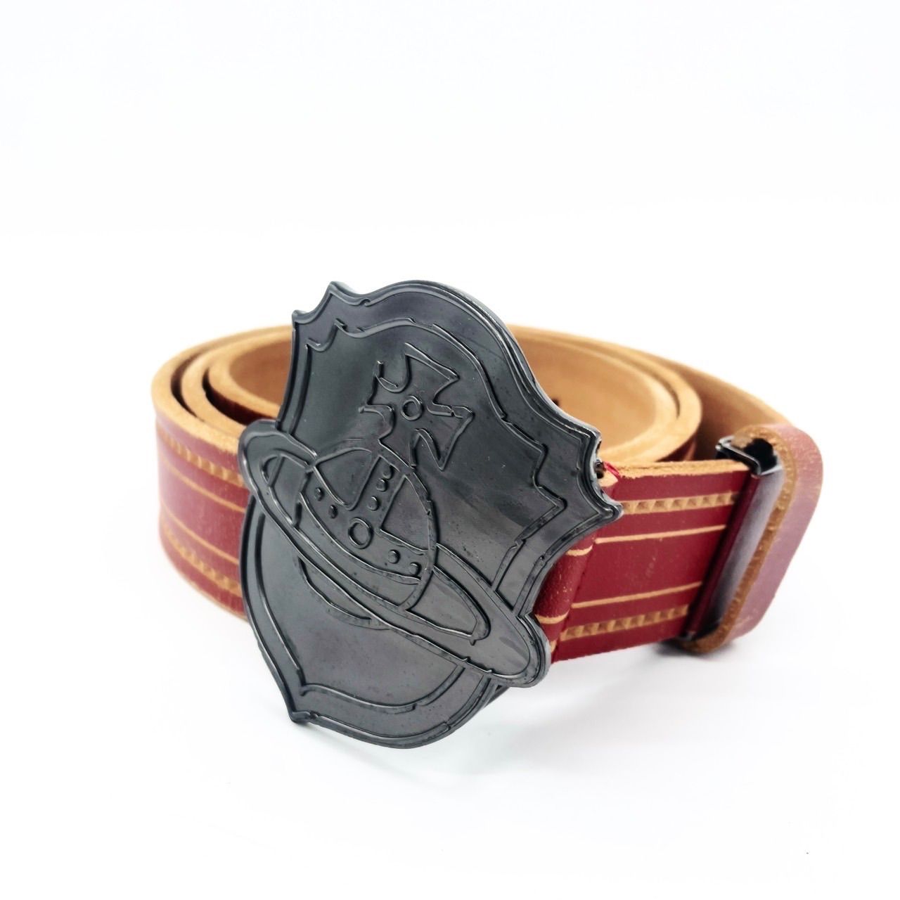 ヴィヴィアンウエストウッド マン 美品 レザーベルト 赤 オーブ