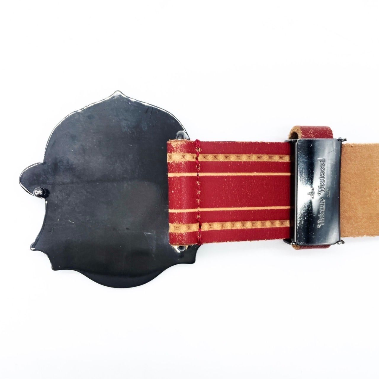 vivienne Westwood✨️オーブ　バックル　ベルト　シルバー　レッド ViVienne Westwood MAN オーブバックルスタッズベルト レッド レザー