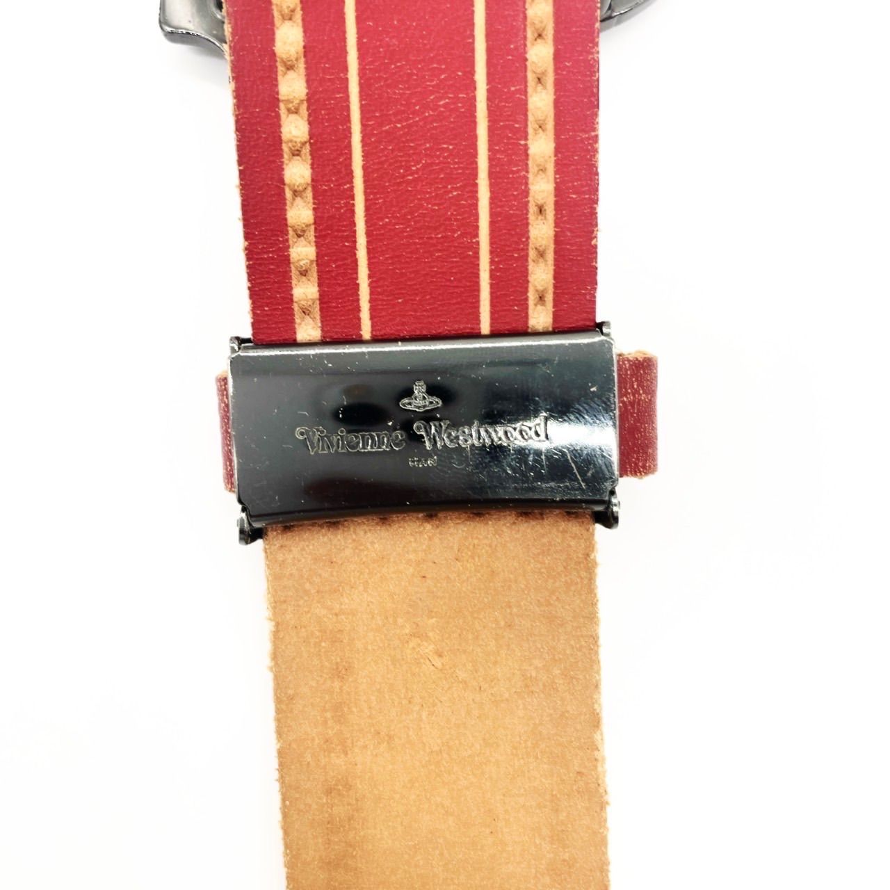 ヴィヴィアンウエストウッド マン 美品 レザーベルト 赤 オーブ