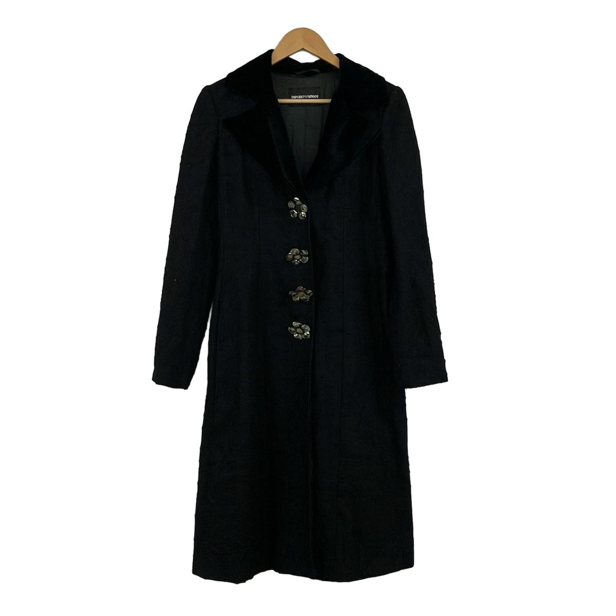 EMPORIO ARMANI エンポリオアルマーニ/コート/黒/42 【極美品】 EMPORIO ARMANI 国内正規/ エンポリオアルマーニ フェイクレザー