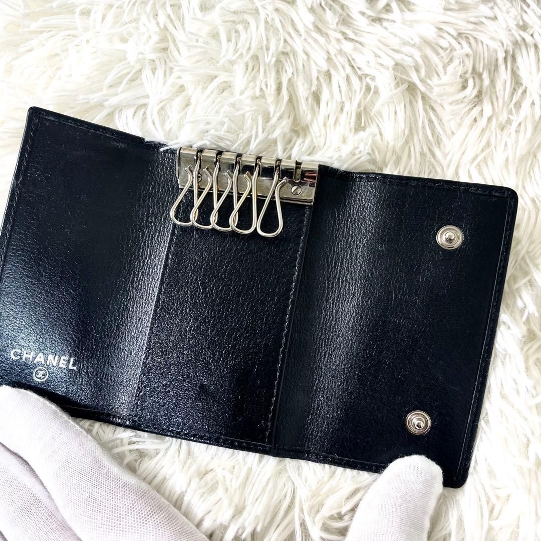 シャネル CHANEL キーケース カメリア ココマーク レザー ブラック 黒
