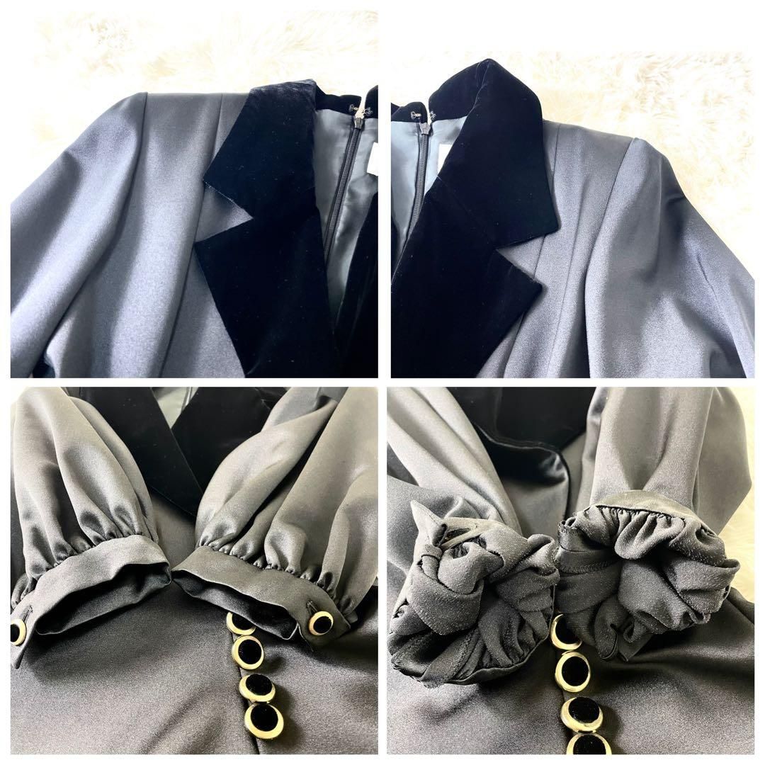 クリスチャンディオール Dior ワンピース ブラック 黒 金ボタン ベロア