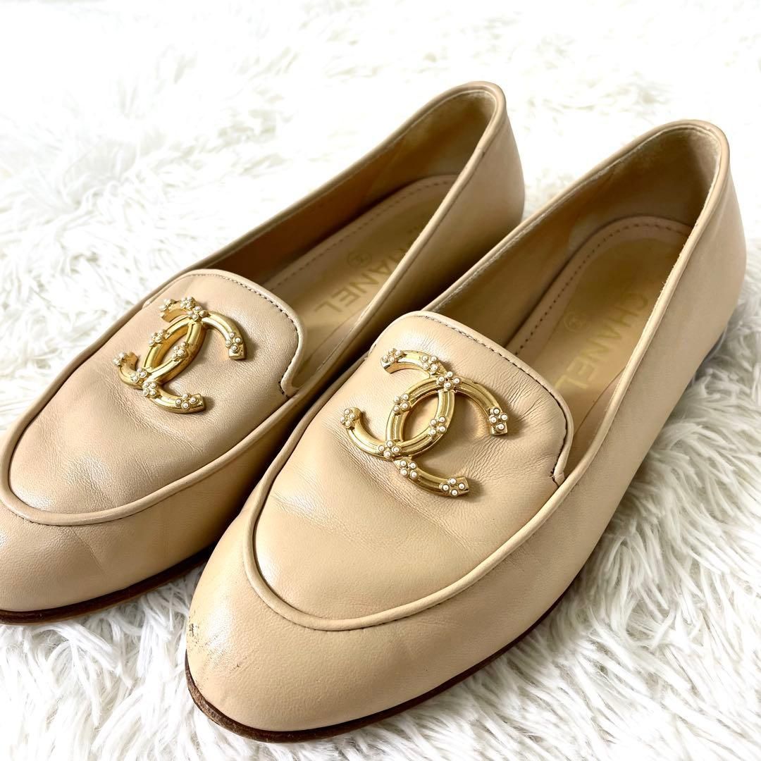 CHANEL ベージュ ローファー 36C CHANEL ローファー バイカラー レディース SIZE 36 1/2 (23.5cm