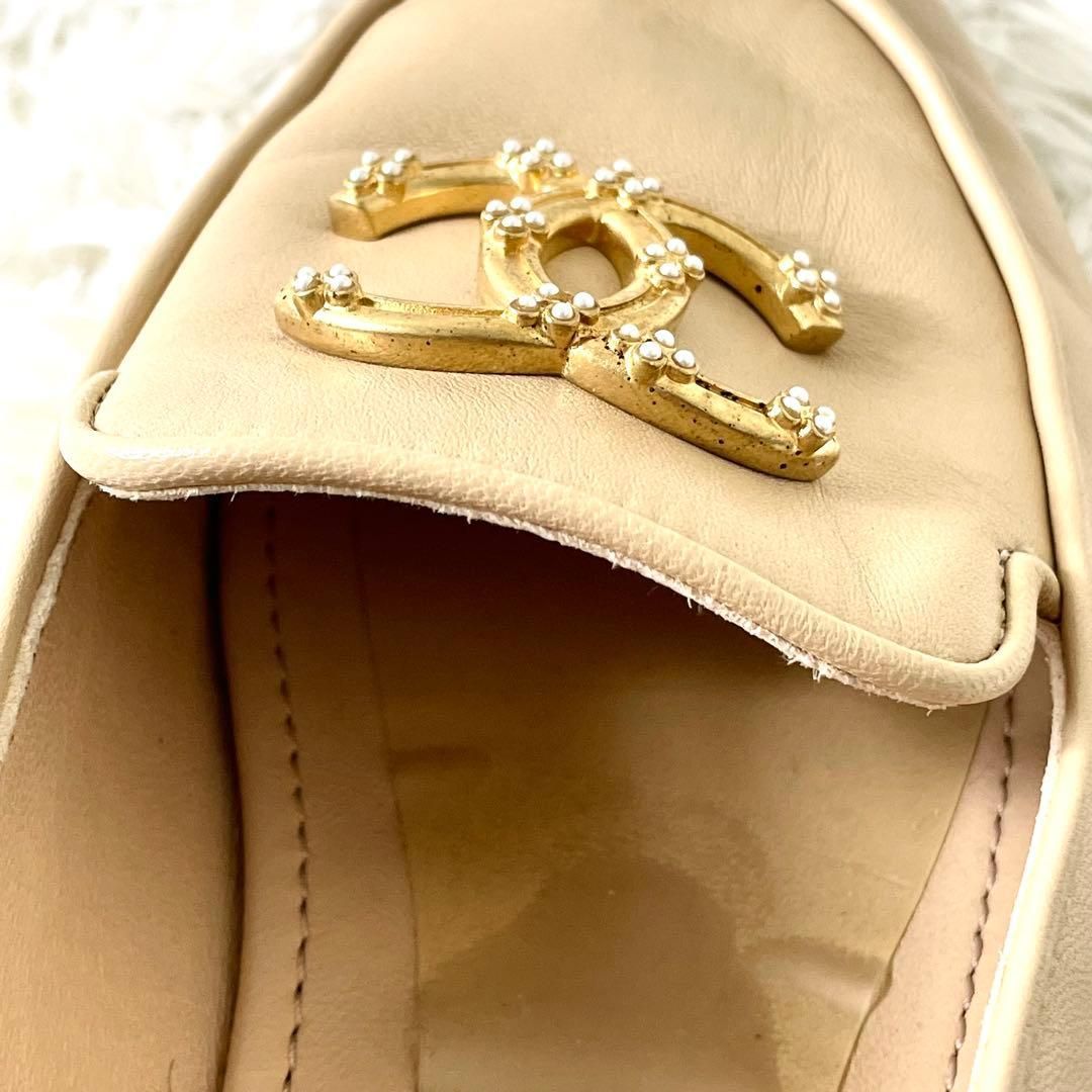 シャネル CHANEL ローファー 革靴 ココマーク パール ベージュ - メルカリ