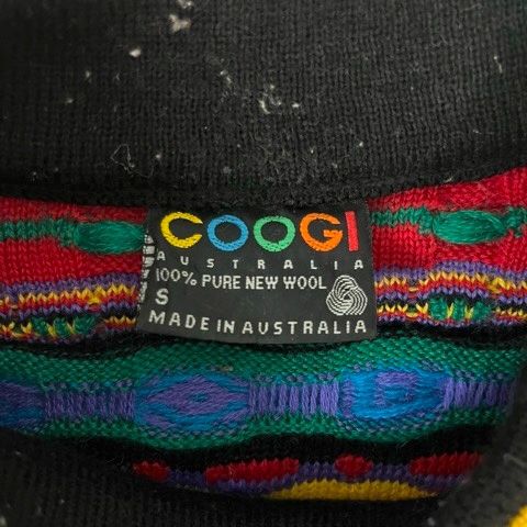 クージー COOGI ニット セーター ウール クルーネック 刺繍 総柄 S