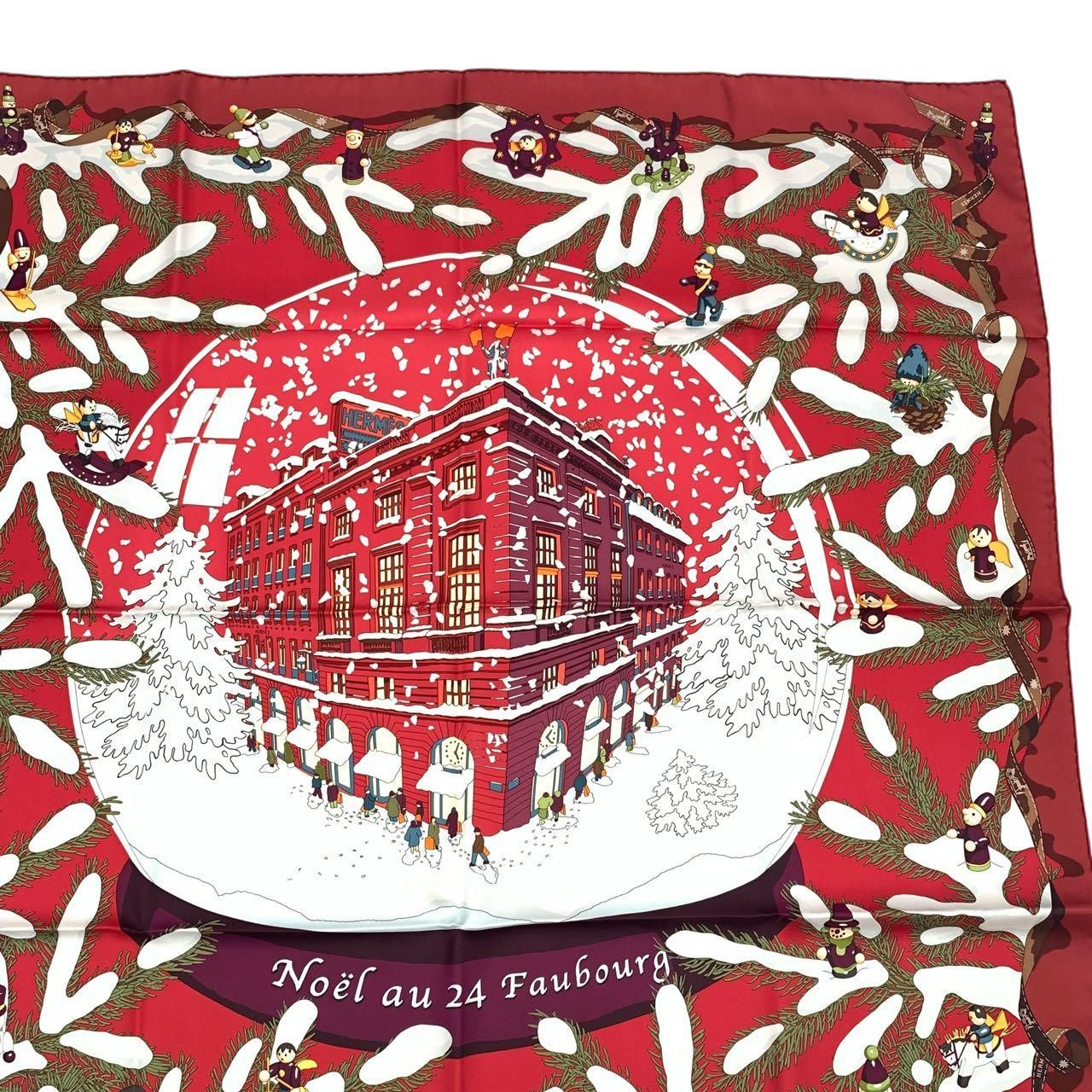 レア 希少 未使用品 HERMES エルメス カレ90 Noel au 24 Faubourg 