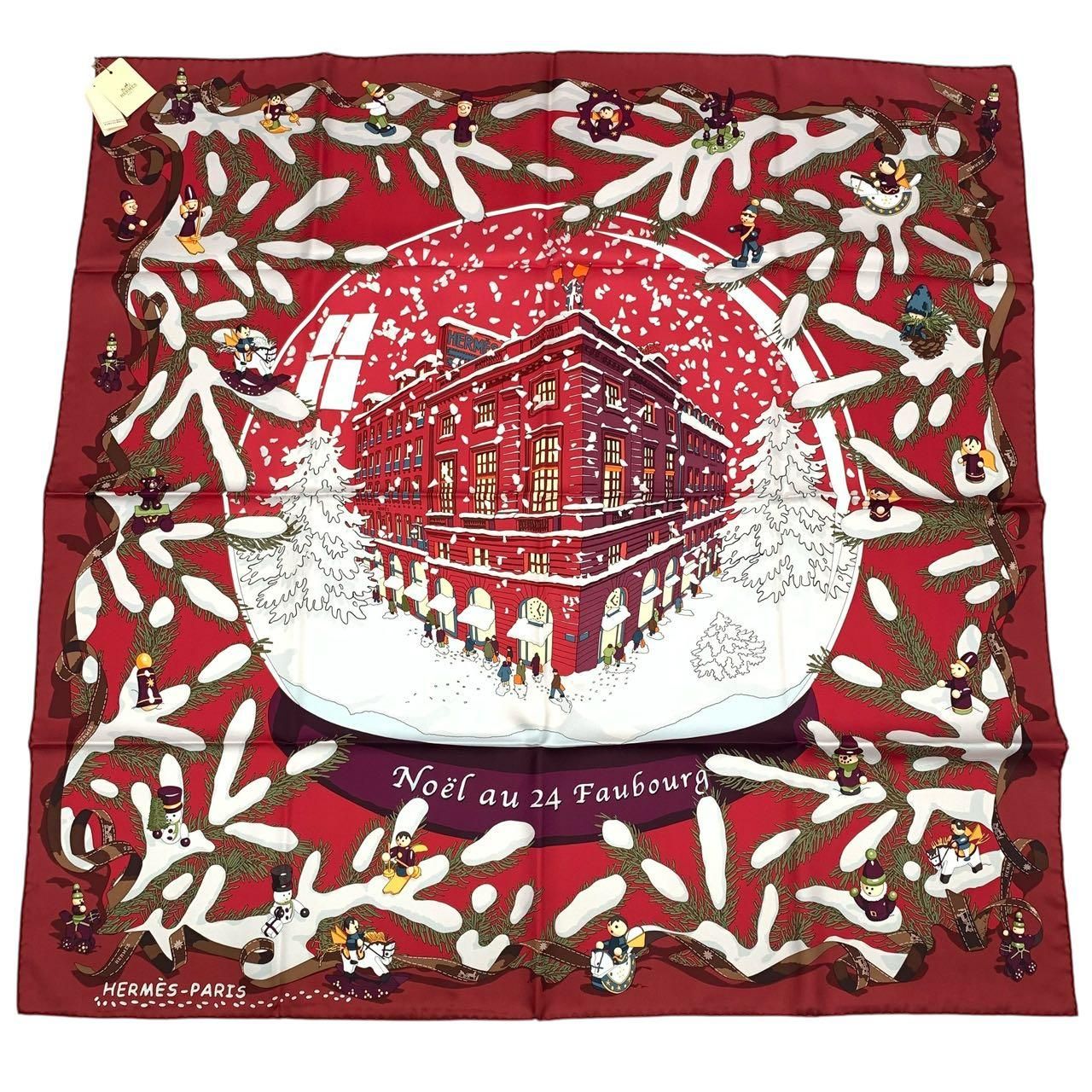 レア 希少 未使用品 HERMES エルメス カレ90 Noel au 24 Faubourg