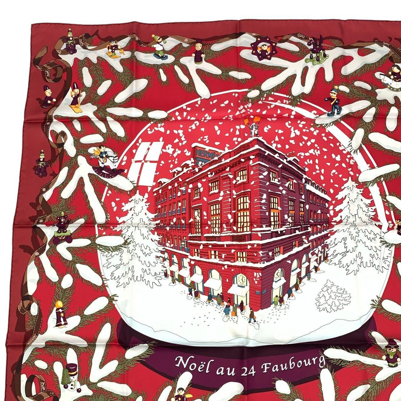 レア 希少 未使用品 HERMES エルメス カレ90 Noel au 24 Faubourg