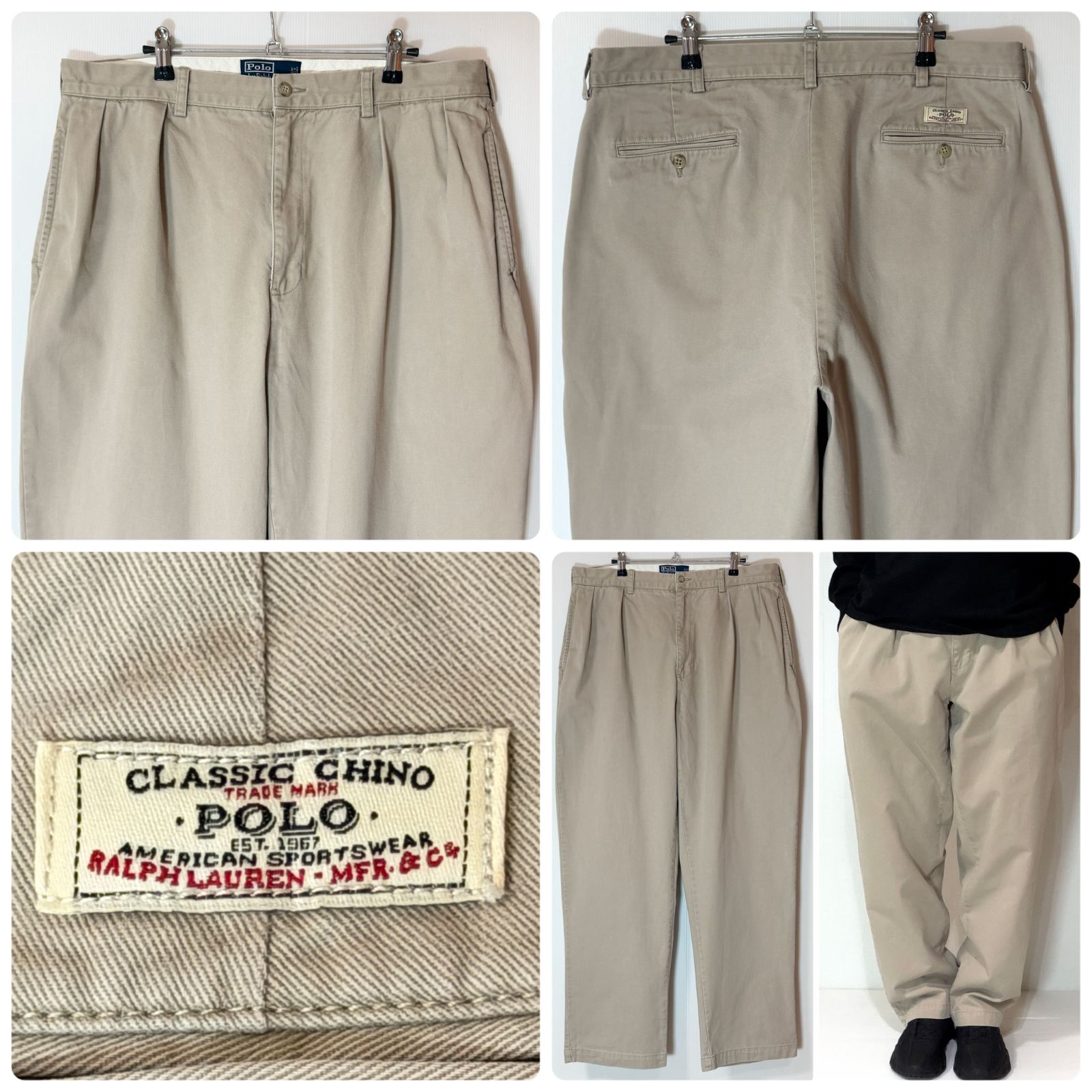 美品 90s Polo Ralph Lauren ポロラルフローレン ツータック チノパン