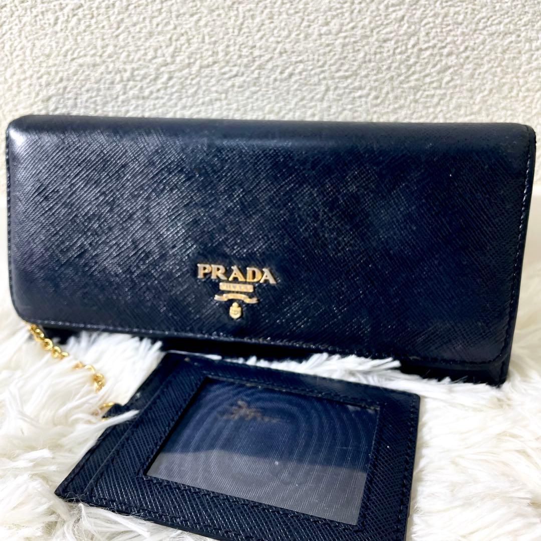 プラダ PRADA 長財布 折り財布 パスケース付き ダブルホック