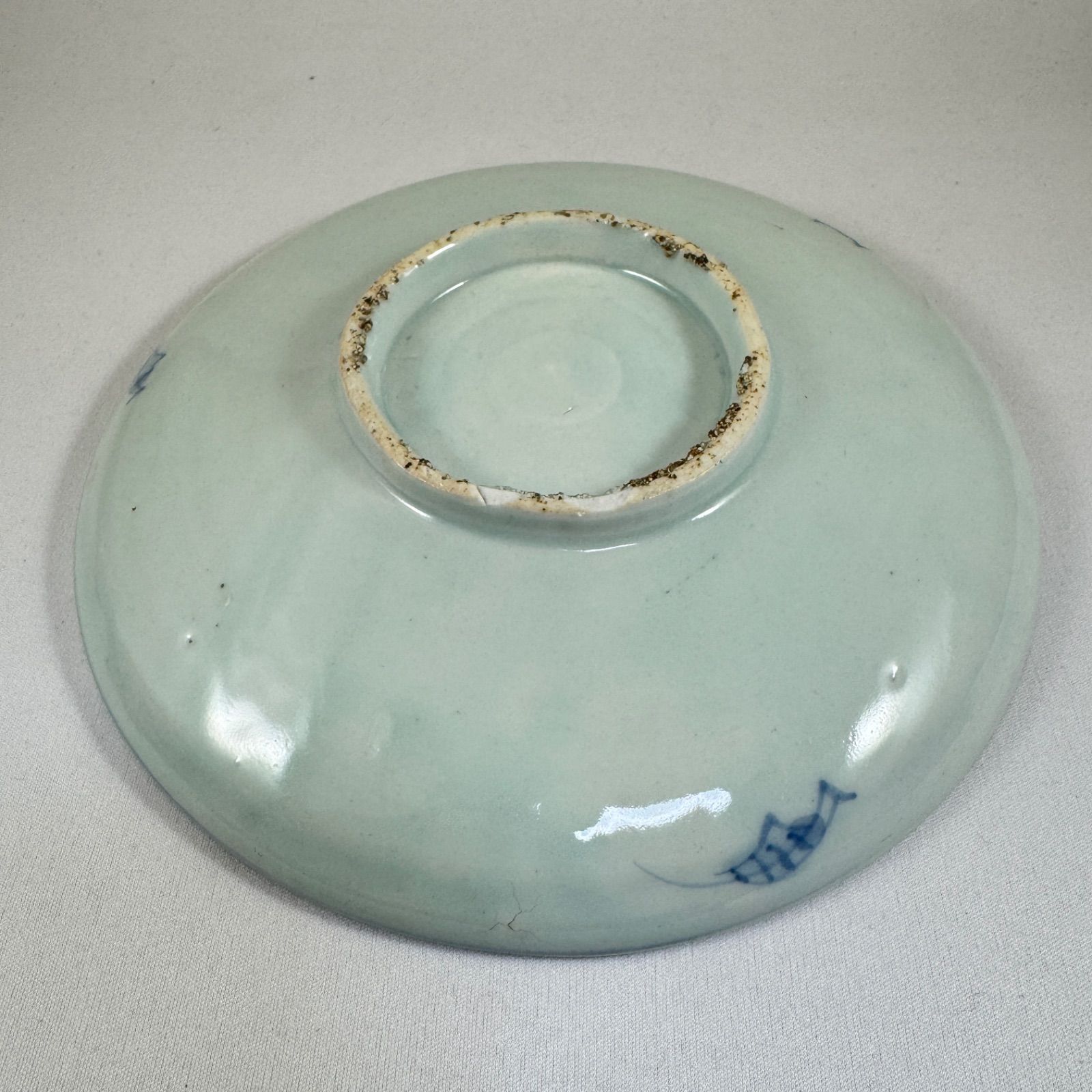 【本物保証❗】江戸前期　初期伊万里～ 藍九谷過渡期　ハートに白抜文15.2cm皿 本物保証❗】江戸前期 初期伊万里～ 藍九谷過渡期 ハートに白抜文15.2