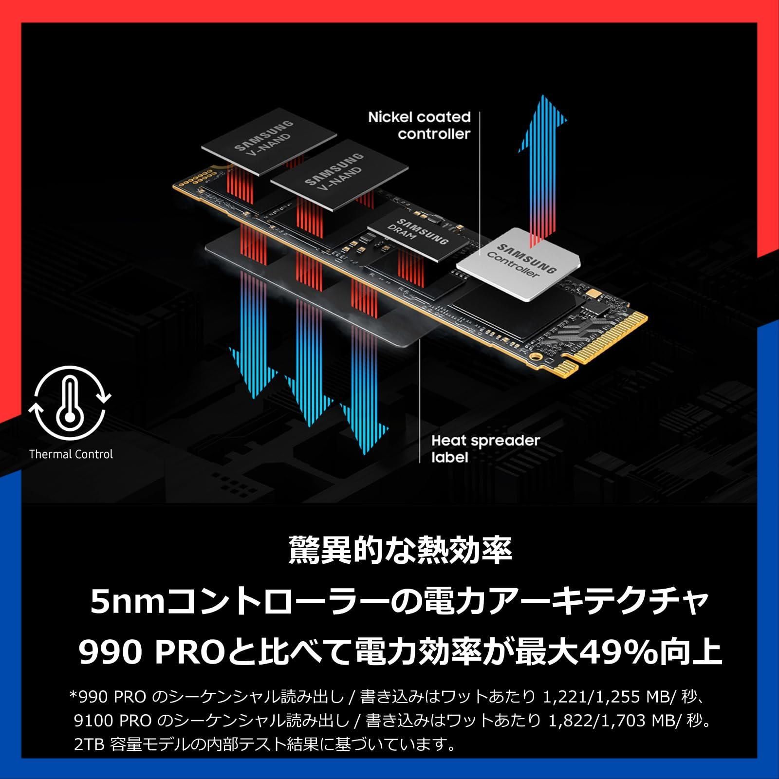  最大転送速度 14800 MB 秒 5 0 NVMe Gen M 2 PCIe 2280 4 TB 内蔵 PRO SSD 9100 MZ VAP T B IT EC Samsung その他 文房具 事務用品