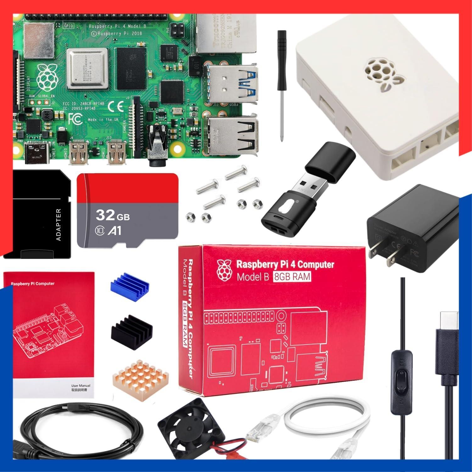 商品 Raspberry セット ラズベリーパイ8 gb HDOUTケーブルライン CAT 6ネットケーブル 放熱ケース 冷却ファン 3つヒートシンク ドライバー カードリーダ 日語説明書 Pi Micro カード 5 V 3 A電源 8 G