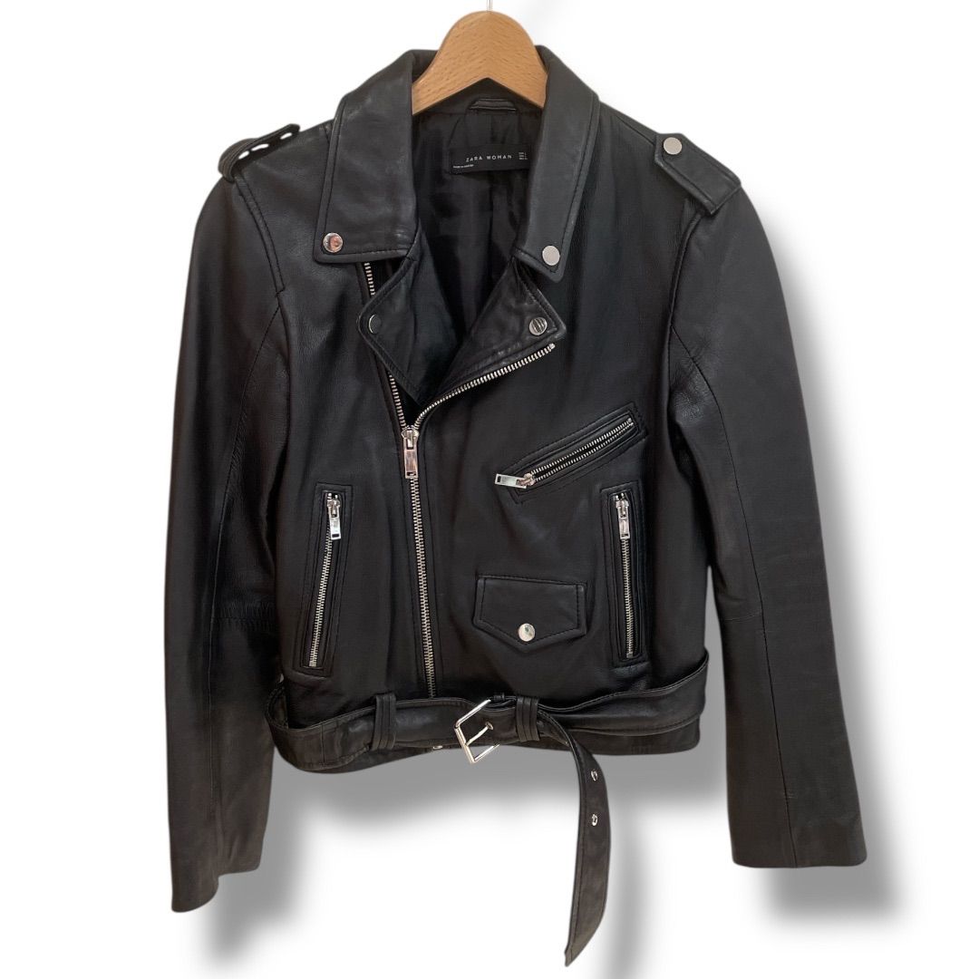 ZARA WOMAN ザラウーマン レザージャケット ダブルライダース 羊革　L ZARA WOMAN ザラウーマン ラムレザーライダースジャケット 羊革