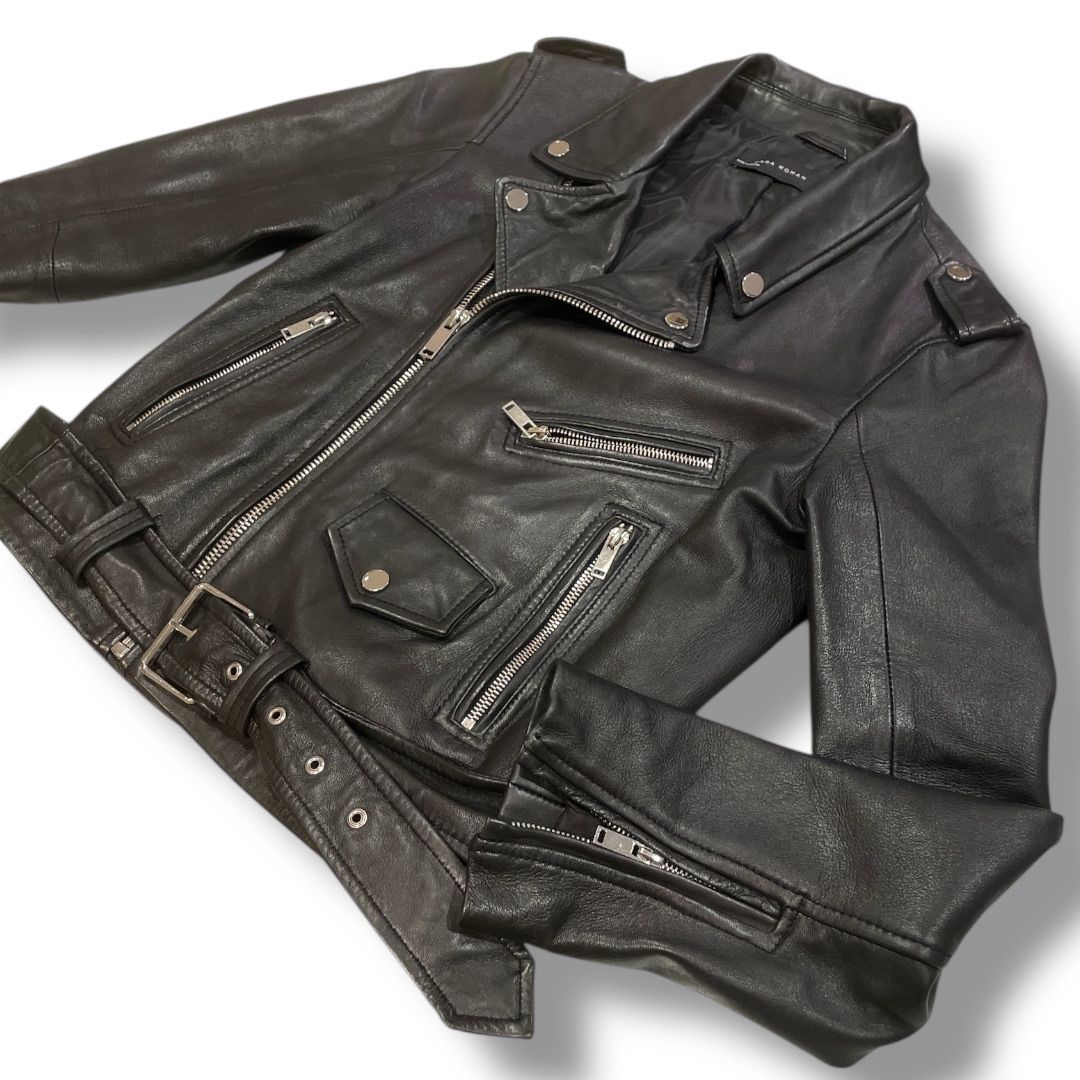 ZARA WOMAN ザラウーマン ラムレザーライダースジャケット 羊革