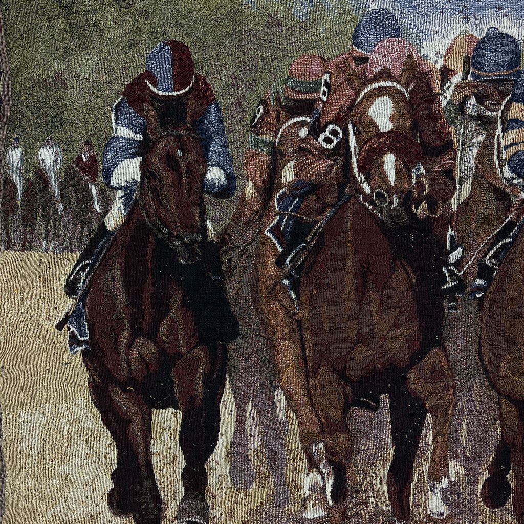 ビンテージ 馬 ホース 馬画 競馬 ラグ マット タペストリー レトロ 当時物 vintageラグ ブランケット マルチカバー タペストリー アニマル 動物