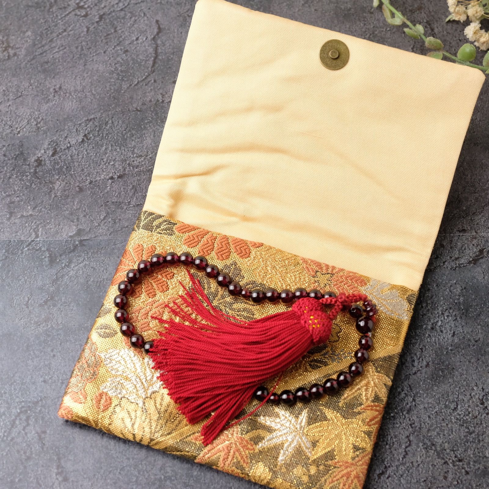 帯リメイク 数珠入れ 小物入れ 袱紗タイプ J-15-056 ハンドメイド 金