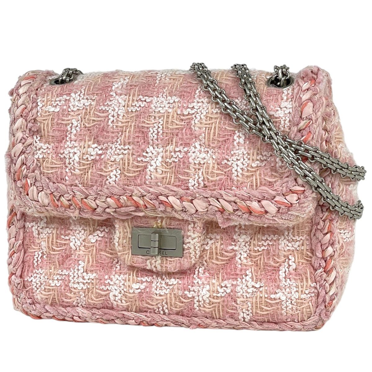 シャネル CHANEL ロゴ チェーン ショルダーバッグ Wチェーン ツイード 