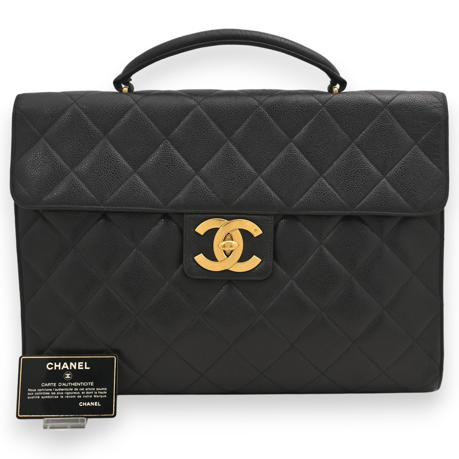 シャネル ココマーク マトラッセ キャビアスキン ビジネスバッグ B