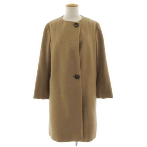23区 オンワード樫山 ウールアンゴラノーカラーコート ベージュ系