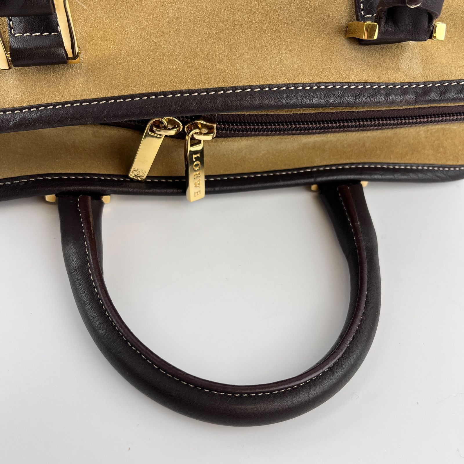 中古】LOEWE ロエベ アナグラム アマソナ32 ハンドバッグ ブラウン  