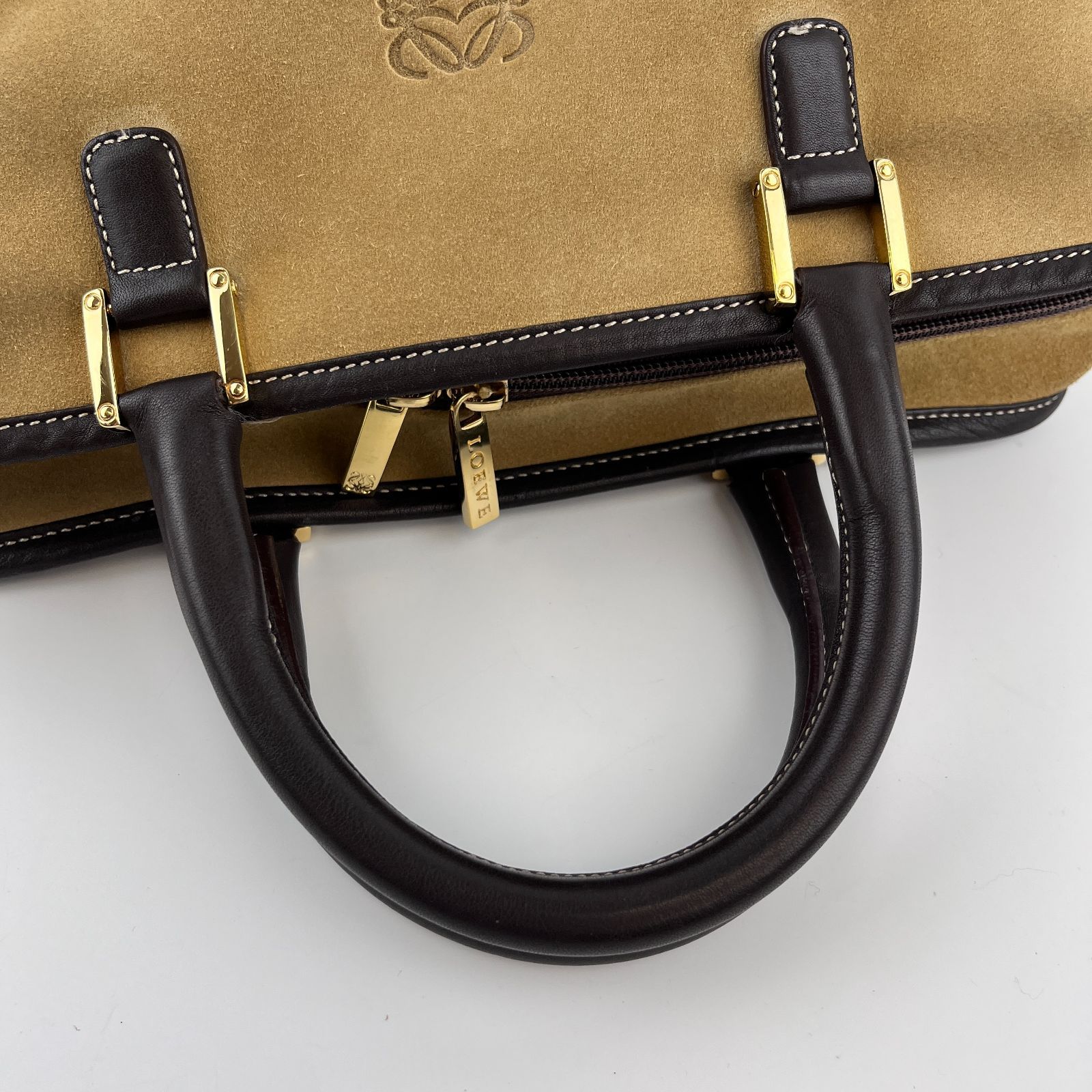 中古】LOEWE ロエベ アナグラム アマソナ32 ハンドバッグ ブラウン  