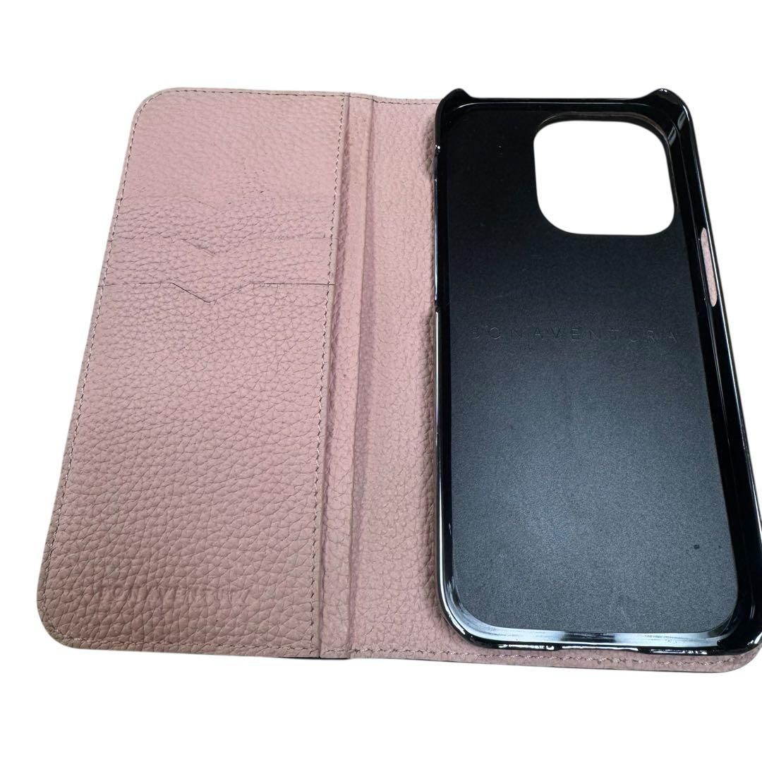 ボナベンチュラ iPhone スマホ ケース レザー グレージュ ピンク 手帳