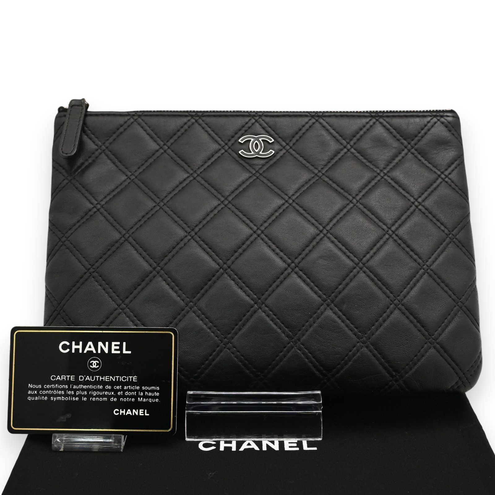 シャネル ココマーク マトラッセ ラムスキン クラッチ キルティング