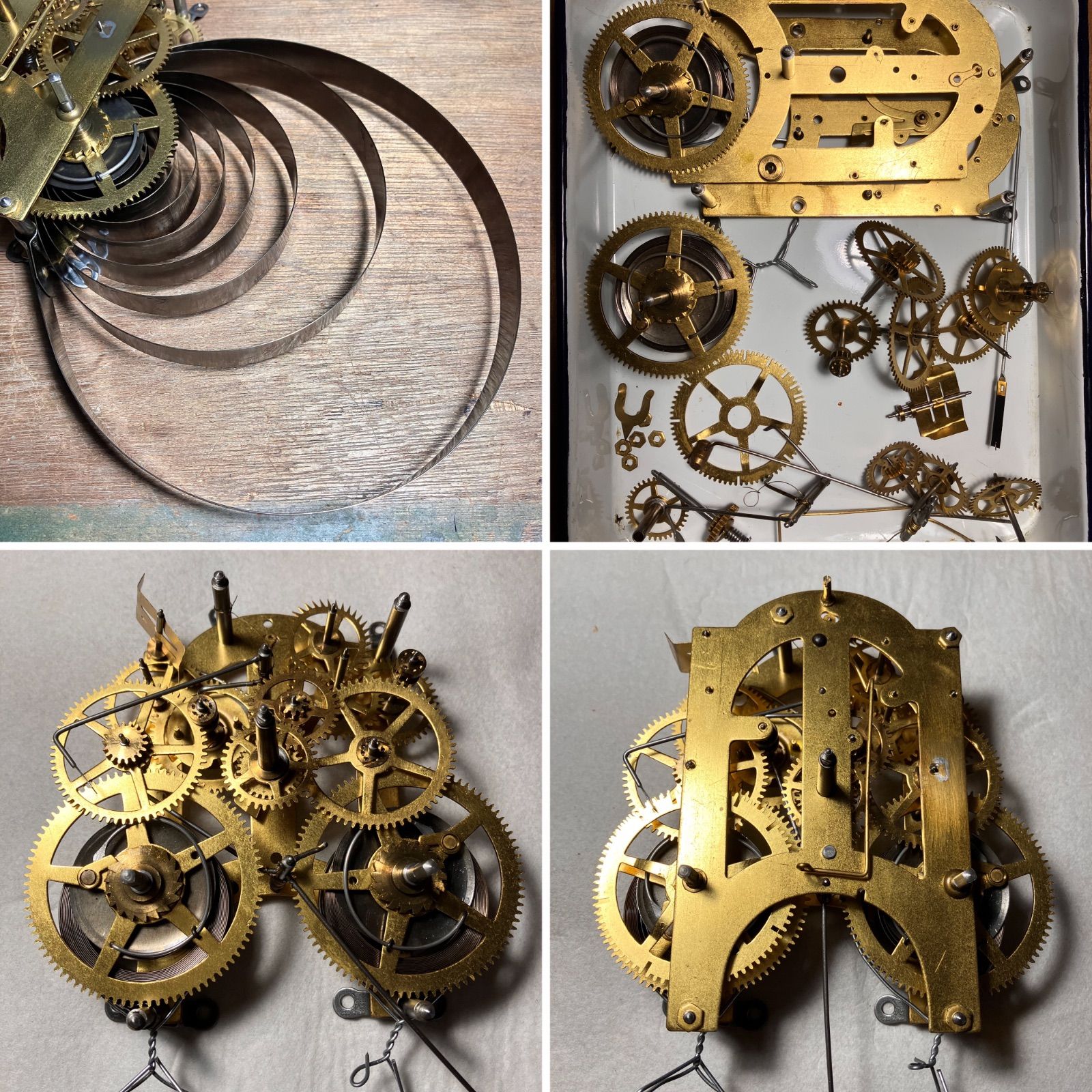 昭和初期 佐藤時計製高級寄木張りステンド窓掛時計オーバーホール済