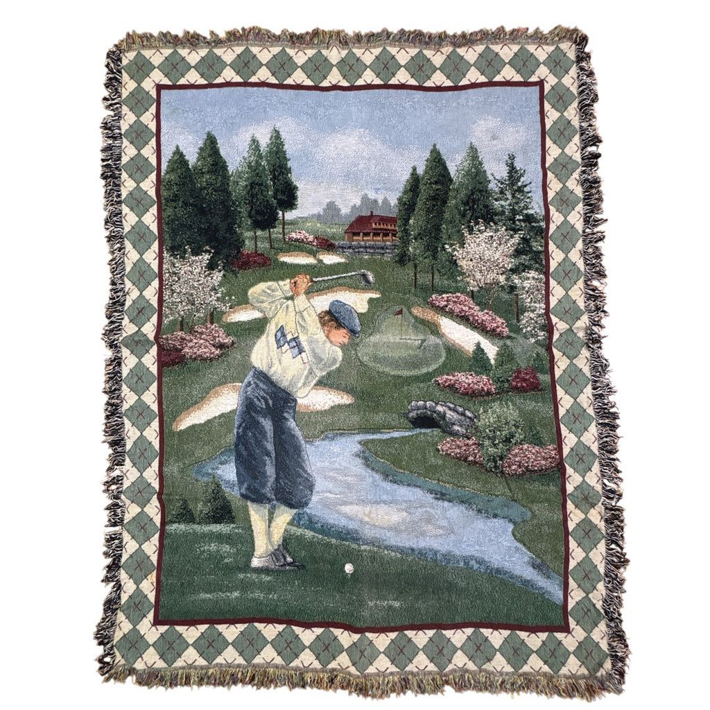 vintageラグ ブランケット マルチカバー タペストリー スポーツ Golf