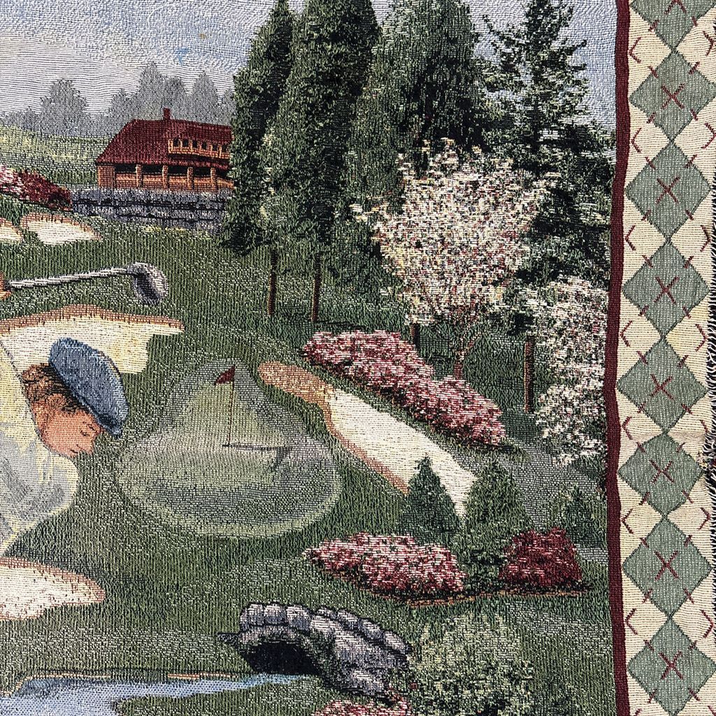 風景画　ラグ　タペストリー vintageラグ ブランケット マルチカバー タペストリー スポーツ Golf