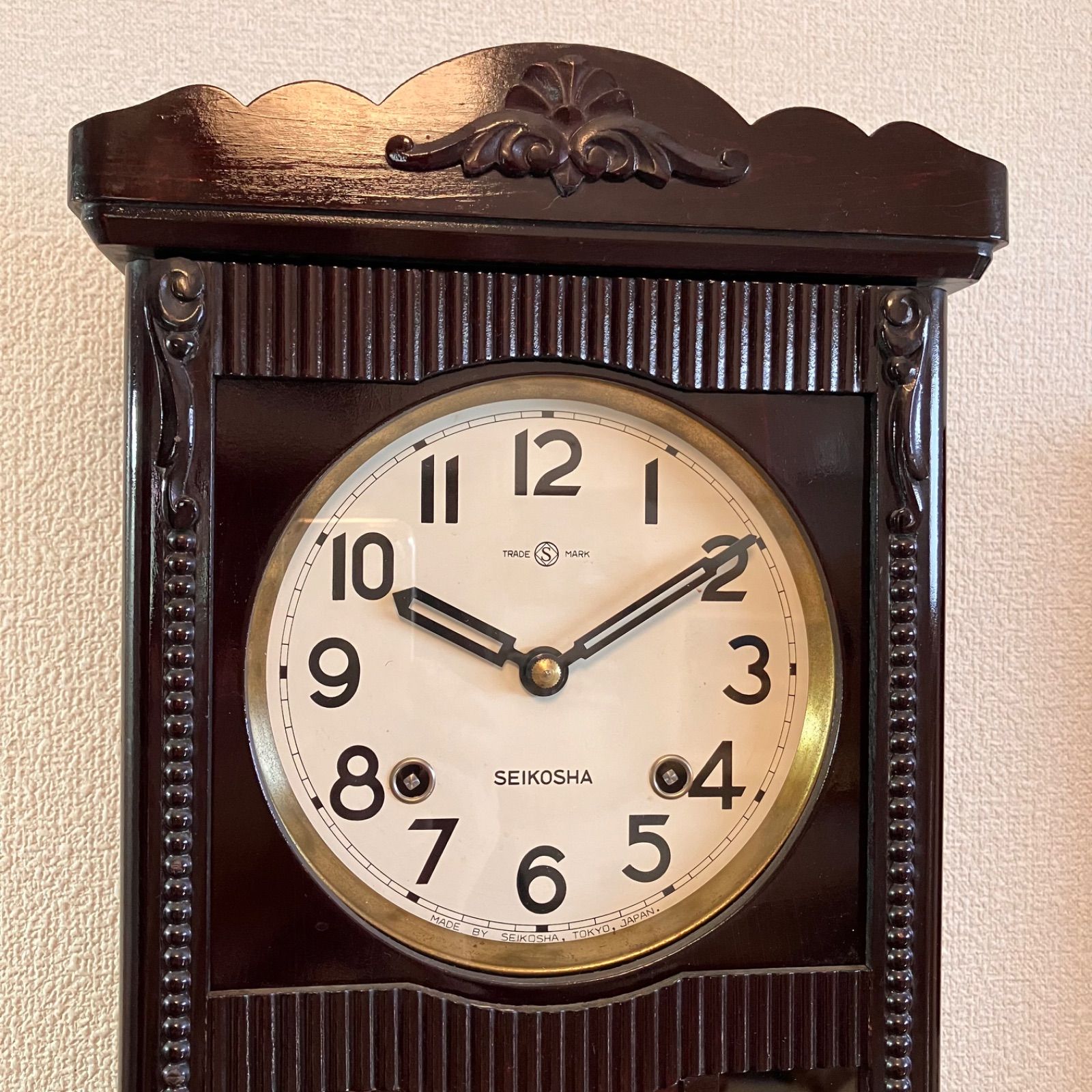 アンティーク     昭和レトロ           動作品     精工舎 昭和レトロ 精工舎 宮型本打ち掛時計 オーバーホール済 稼働品 - メルカリ