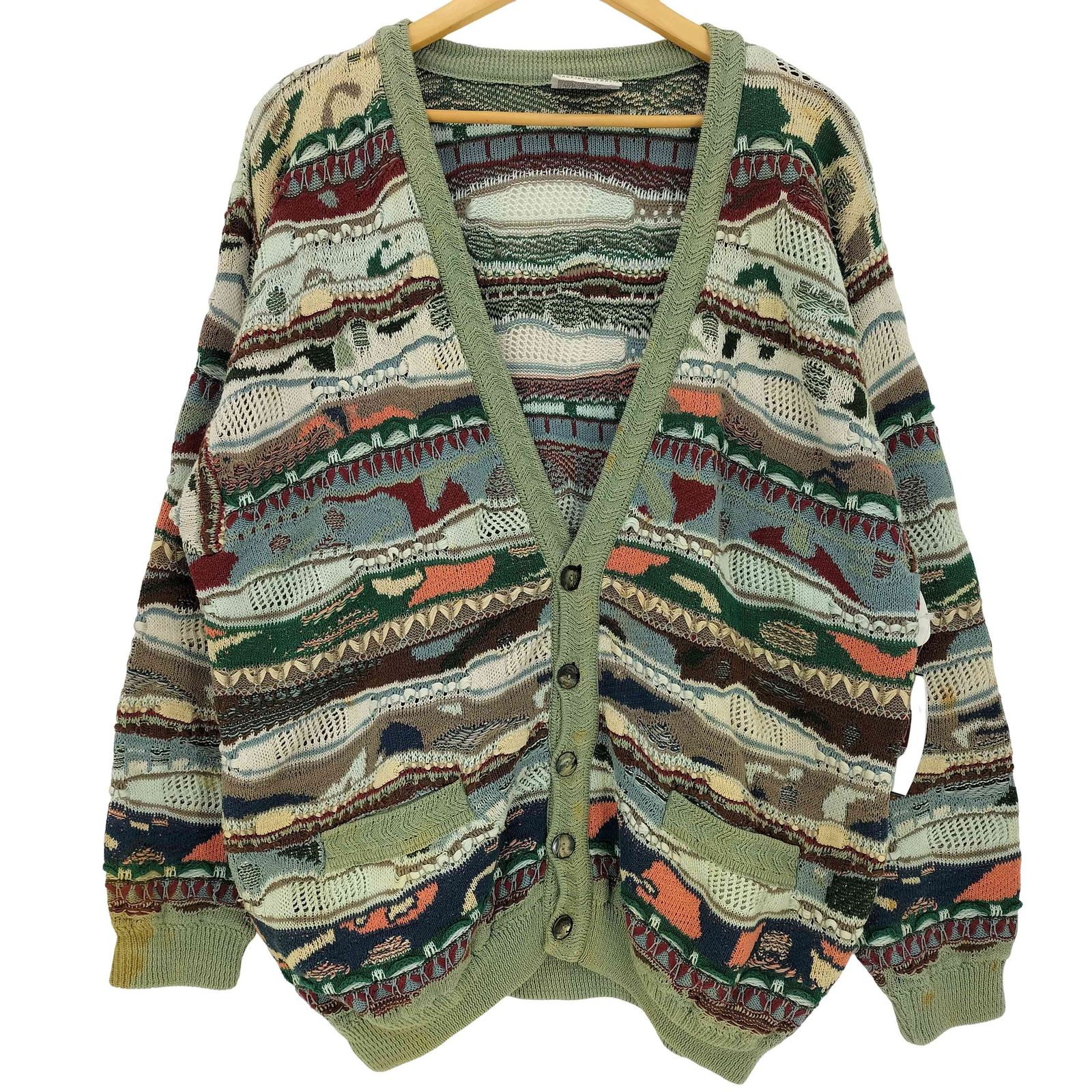 クージー COOGI 90s マルチボーダー 3D ニット カーディガン メンズ