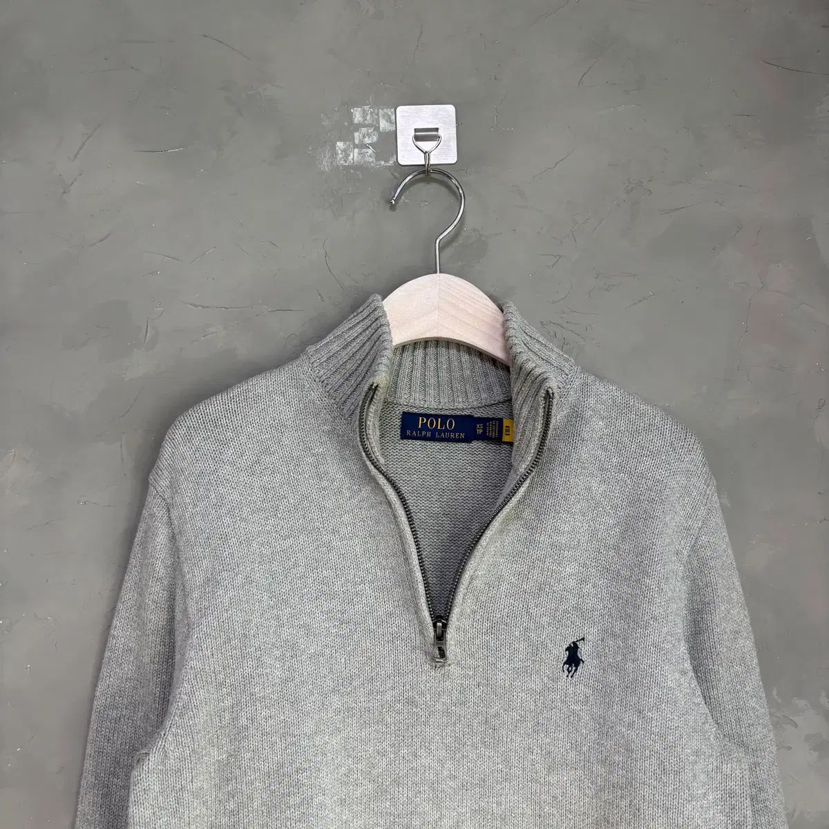 ポロラルフローレン ハーフジップ ニット グレー - メルカリ