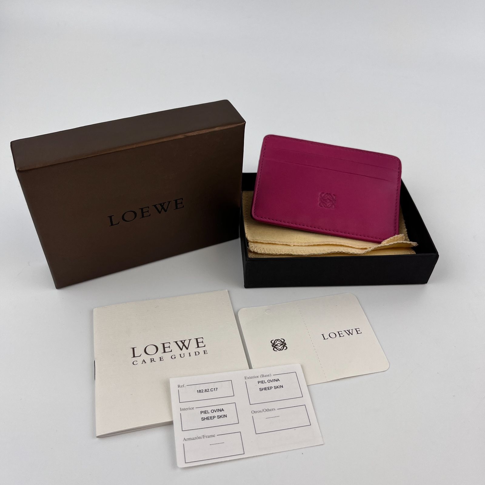 中古】LOEWE ロエベ アナグラム カードケース レザー ピンク