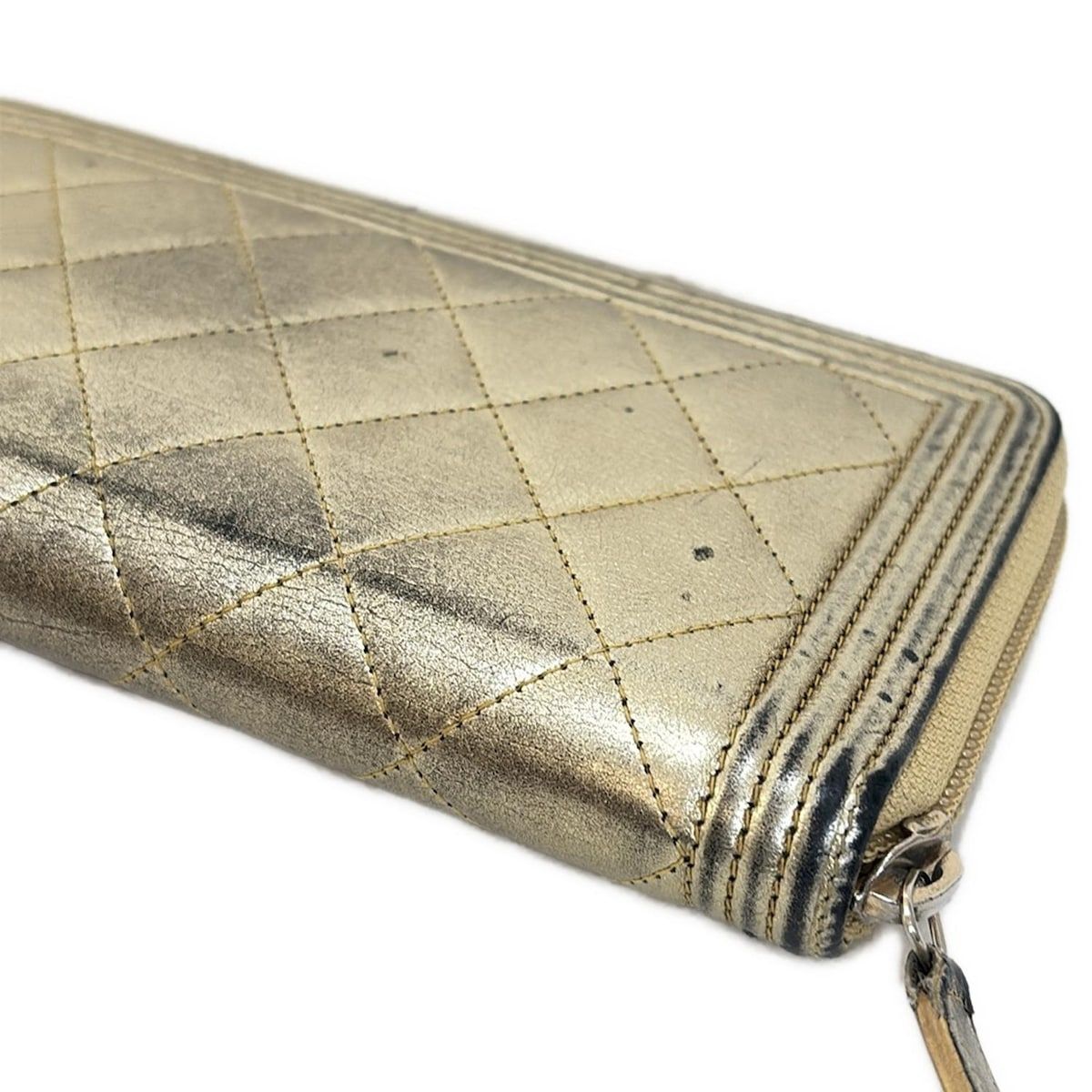 新品　シャネル ラムスキン ボーイシャネル 長財布　ゴールド金具 CHANEL(シャネル) 長財布 ボーイシャネル ゴールド ラウンドファスナー