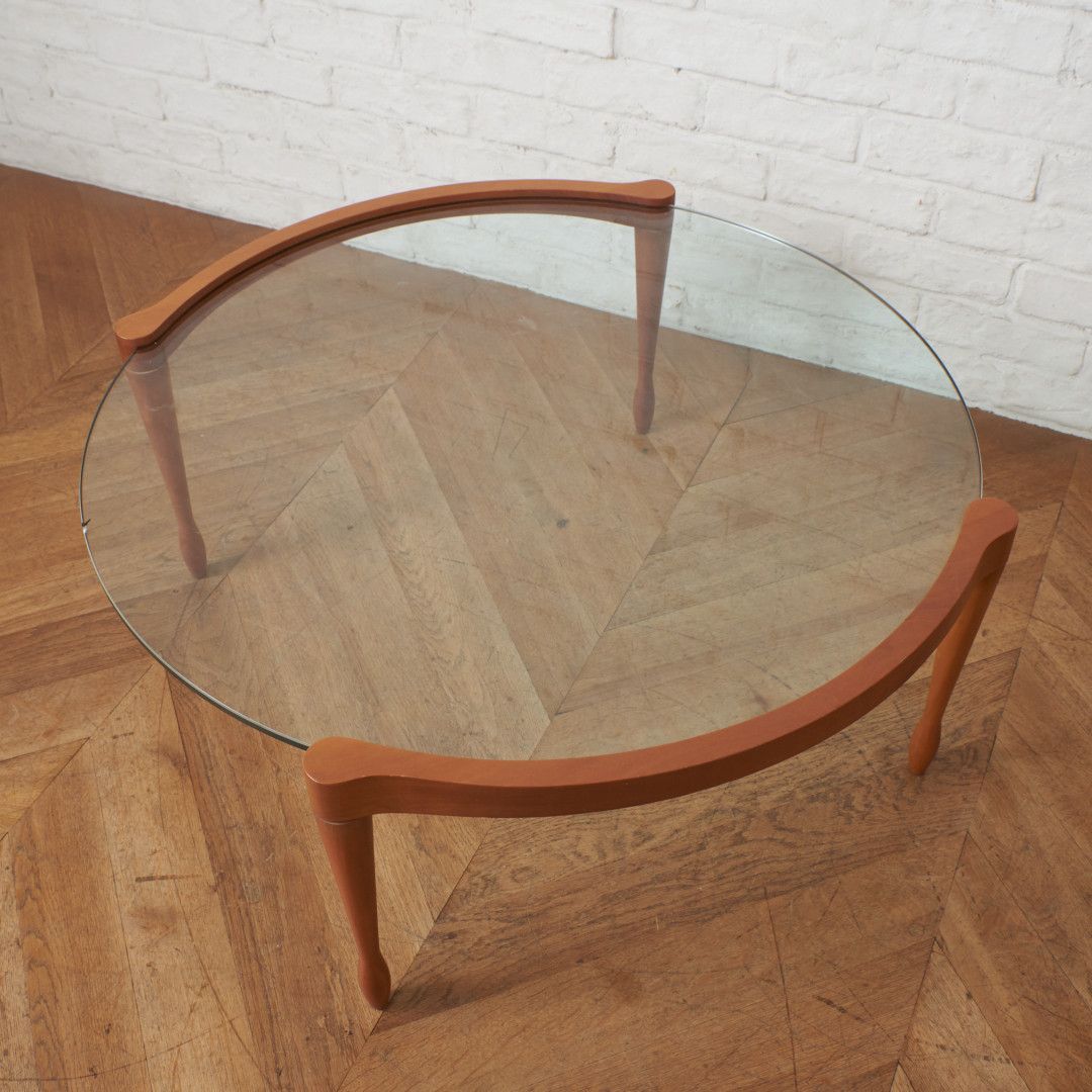 定19万 イタリア porada GIOTTO リビングテーブル ガラス チェリー