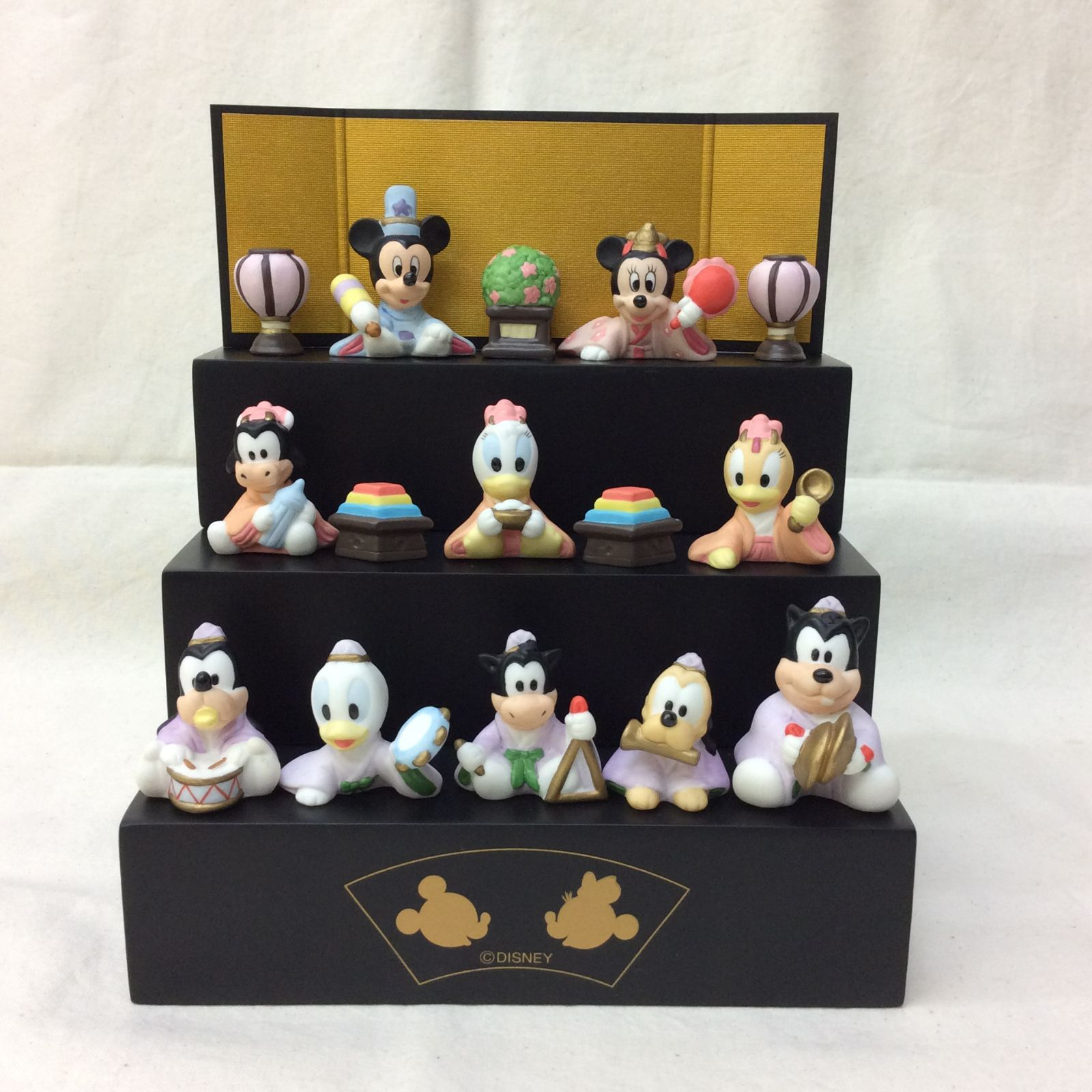 状態良好品】Disney ひな人形セット 3段 ベビーシリーズ ひな祭り 陶器