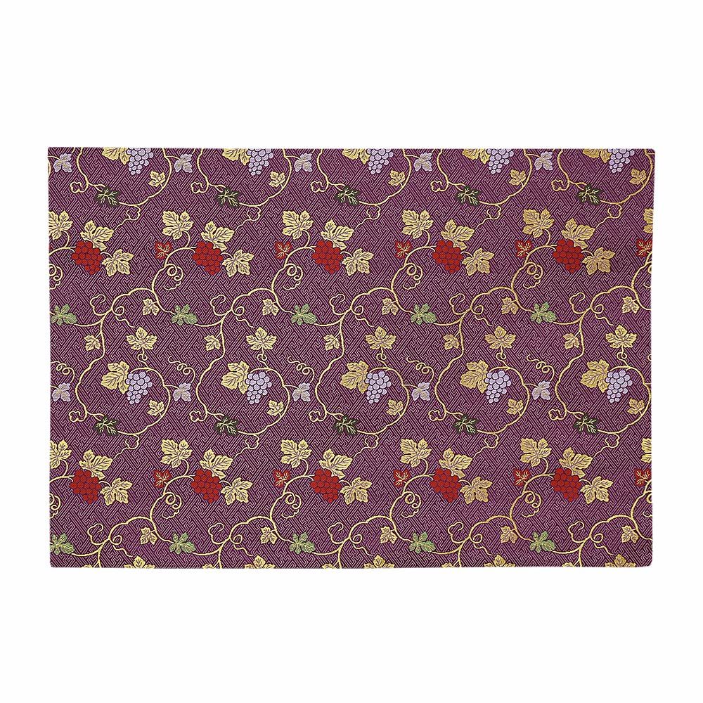 なーむくまちゃん工房 ぶどう柄 経机掛け 金襴敷物 防炎加工 2尺2寸用 サイズ40 cmx 57 cm 22号 001．紫