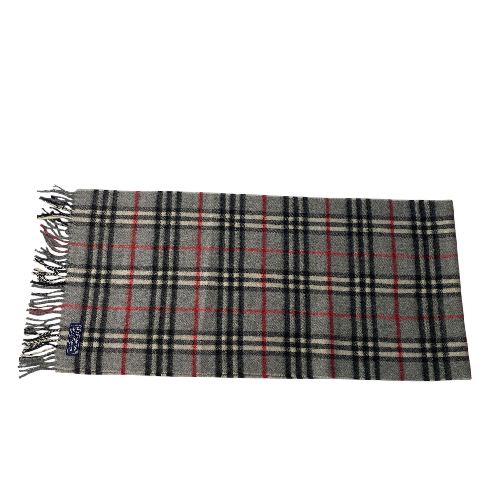【バーバリー】極美品 カシミヤマフラー ノバチェック グレー レディース バーバリー ノバチェック グレー カシミヤ マフラー ストール ユニ