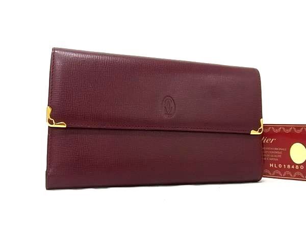 Cartier カルティエ 長財布 マストライン 三つ折り財布 ボルドー系 