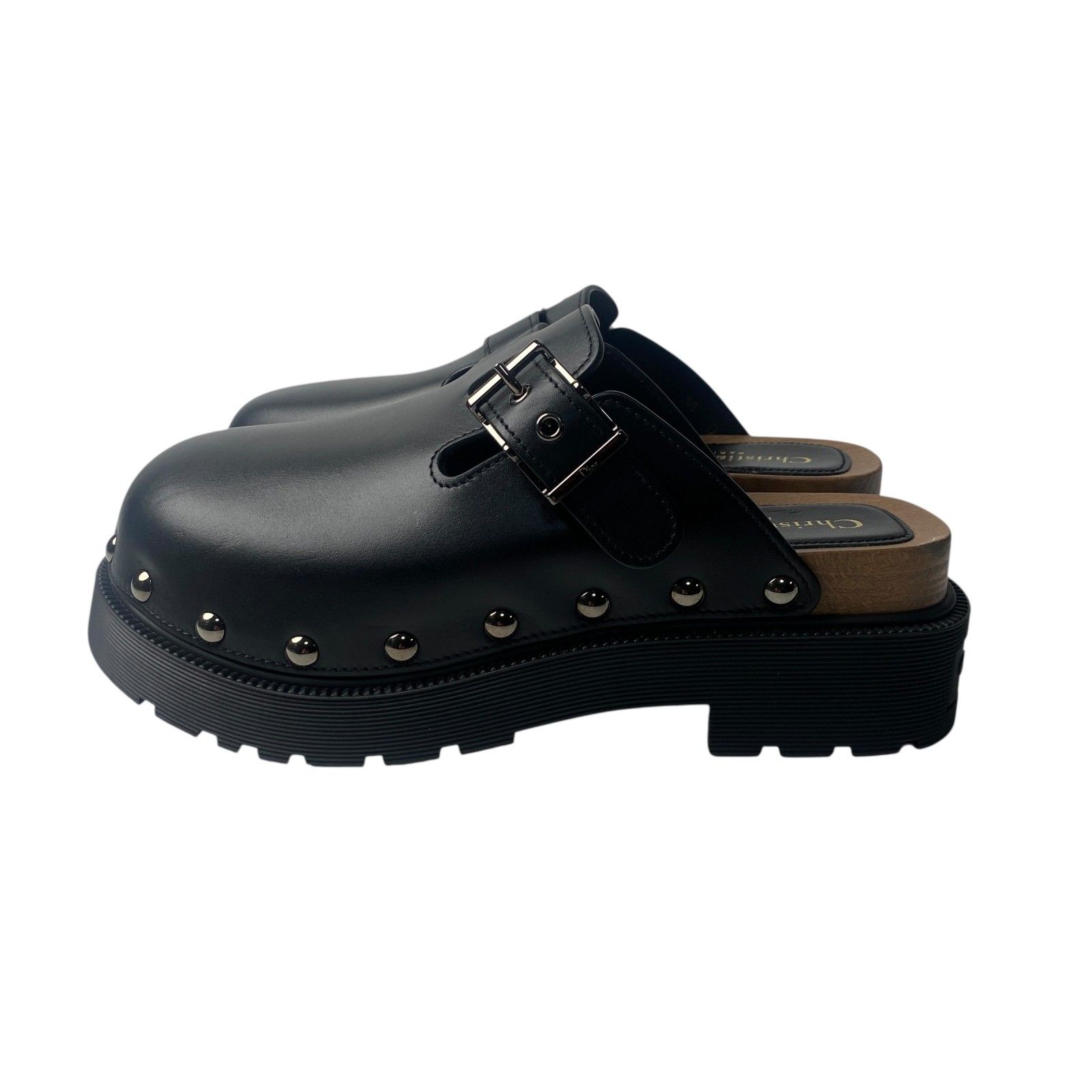 美品 ディオール DIOR レディース サボ サンダル スタッズ レザー