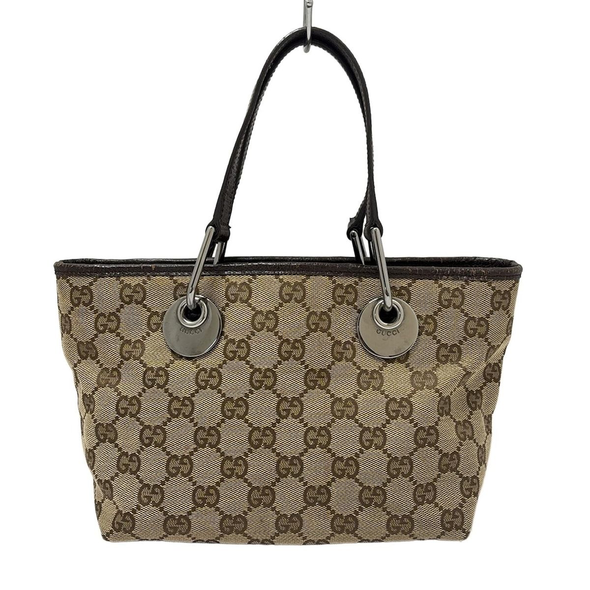 GUCCI ベージュ ブラウン トートバッグ GUCCI(グッチ) トートバッグ エクリプス,GG柄 120844 ベージュ×ダーク